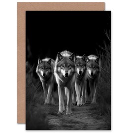 Artery8 The Wolf Pack for Him or Her Man Woman Birthday Thank You Congratulations Blank Art Greeting Card