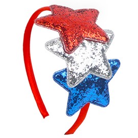 WRBAJIS 4th of July Stars Headband Glitter Independence Day Hair Bands Red White Blue Patriotic Hair Accessories for Women Girls Fourth of July Parade Party Supplies Gifts