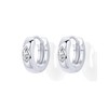 PAVOI Rhodium Plated Sterling Silver Posts Marquise Cubic Zirconia Huggie