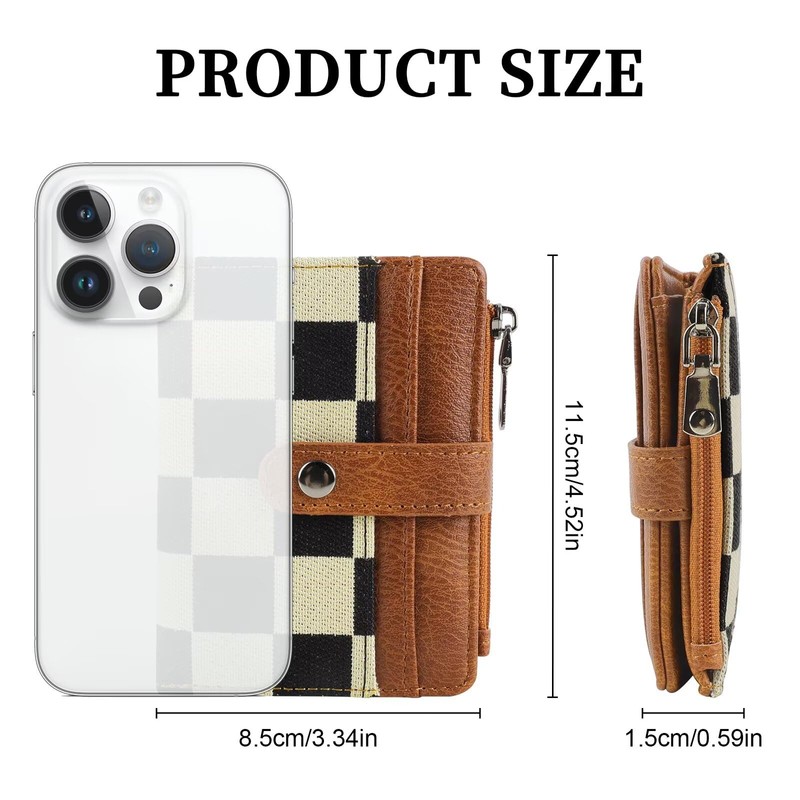 MAIITRIP Small Checkered Wallet for Women,RFID Blocking PU Leather Bifold