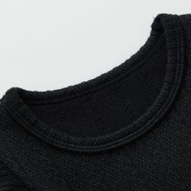 pureborn Toddler Girl Sweater Dress Ribbed Knit Ruffle Long Sleeve Swing Fall Winter Dresses Solid Black 5-6 Years