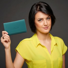 ekavale Women's Leather Wallet with RFID Protection 25 Compartments Women's Purse Long, turquoise, coin purse