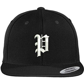 Trendy Apparel Shop Old English P Embroidered Flat Bill Snapback Cap - Black