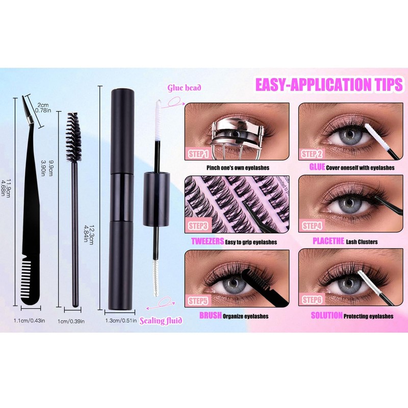 Eyelash Extension Kit, 150 PCS 30D+40D Mix Lash Clusters False
