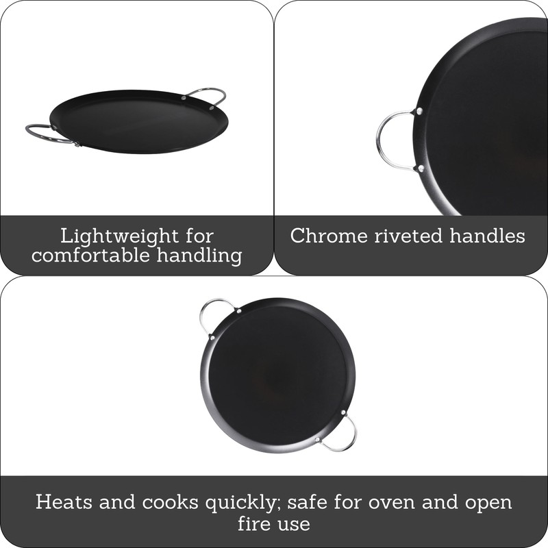 IMUSA 11in Carbon Steel Nonstick Round Comal with Metal Handles,