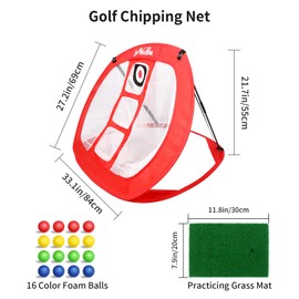 Golf Chipping Net - Pop Up Golf Chipping Net with Hitting Mat, Backyard/Indoor Golf Practice Net for Short Game Practice, Golfing Target Net for Accuracy and Swing Practice
