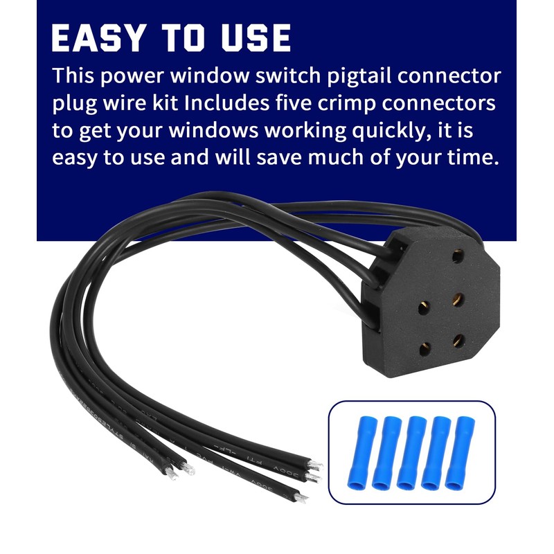 Power Window Switch Pigtail 5-Way Connector Plug Wire Kit for
