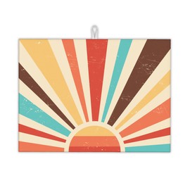 UIUPRO Boho Sun Dish Drying Mats 18x24 Inch,Vintage Sunset Sunrise Dish Pad Drying Rack Mat for Kitchen Counter Ultra Absorbent Microfiber Dishware Coffee Maker Bar Countertop Decor