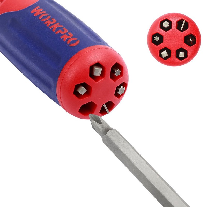 WORKPRO 12-in-1 Ratcheting Multi-Bit Screwdriver Set, Quick-load Mechanism Screwdriver with