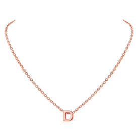 Suplight Women's Necklace Jewellery DIY Letters A - Z Charms Clavicle Chain 925 Silver / 18k Gold-plated Rose Gold Initial Pendant 45 cm 1.5 mm Rolo Chain Minimalist Jewellery Accessory with Gift Box, d