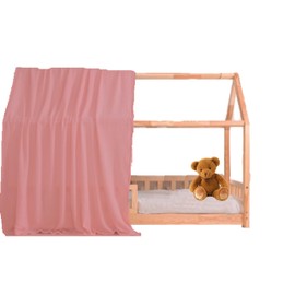 Lovely Hippo Cabin Bedding 100% Cotton Muslin Canopy Made in Europe (Powder Pink/Gold, Model 1)
