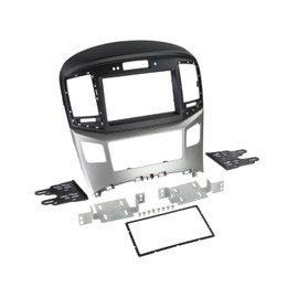 2-DIN Radio Faceplate Hyundai H-1 Facelift with Automatic Air Conditioning and Clock Black / Silver