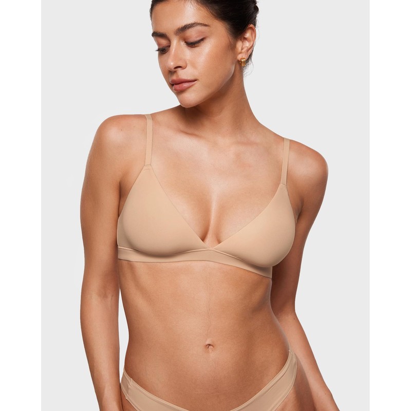 INLYRIC Brasier de triángulo sin Varillas para Mujer Plunge sin