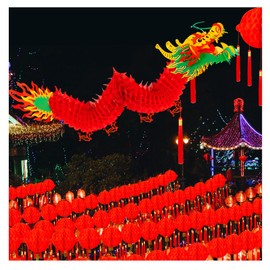 Chinese New Year Dragon, 3.28Feet 3D Paper Dragon Garland Hanging Decoration for Chinese Lunar New Year Party Ornaments Spring Festival Home Party Decoration (1 Pack)