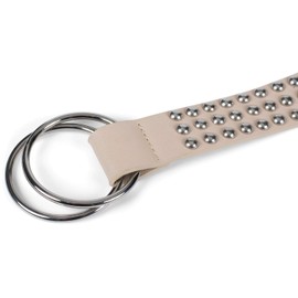 styleBREAKER Ladies waist belt with ball studs and ring buckle, One size/Onesize, Vintage Style, studded belt 03010111, color:Beige