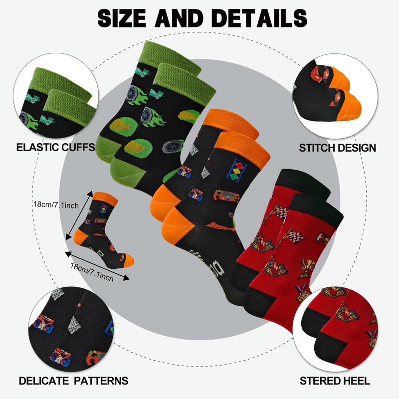 3 Pack F1 Socks for Men, Novelty Cotton Formula 1
