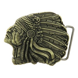 Native American Indian Head Bronze Belt Buckle