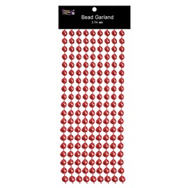 Christmas Tree Decoration 2.7 Metre Chunky Bead Garland - Red