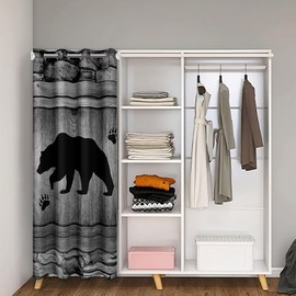 Cortina de puerta de pata de oso 1 panel, 34 pulgadas de ancho x 80 pulgadas de largo, cortina de privacidad para sala de estar, recámara, cortina clásico de rayas de madera para privacidad