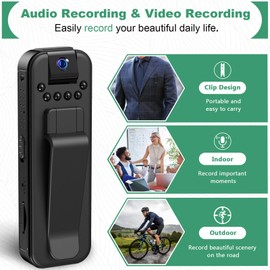 HKFUG Mini Body Camera HD 1080P Portable Video Recorder with 180° Rotatable Lens Wearable Camcorder with Night Vision Police Body cam for Sport/Delivery/Travel/Law Enforcement
