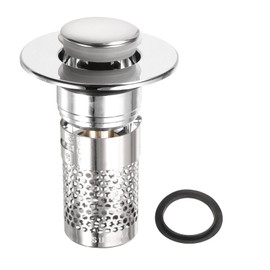 sourcing map Bathroom Sink Drain Strainer, Sink Stopper Hair Catcher with Removable 304 Stainless Steel Filter Basket 2.9" x 2.4" Fit 1.4"-2.1" Hole for Bathroom Sink Stopper Replacement