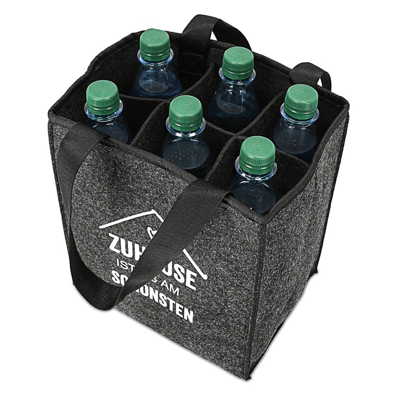 Cepewa Bottle Carrier Made of Felt Anthracite for 6 Bottles