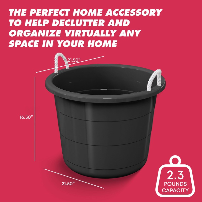 Life Story Large 17 Gallon Flexible Plastic Storage Bucket Container