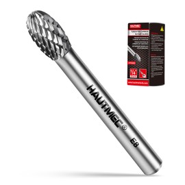 HAUTMEC Tungsten Carbide Rotary Burr Bit – 1/4" Shank, Double Cut Tungsten Rotary File for Die Grinder, Professional Grade, Suit for Metal Carving, Grinding, Engraving & Deburring - HT0452