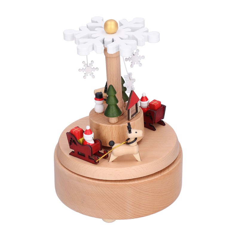 Wooden Music Box Snowflake Decor Wood Grain Texture Beautiful Sound