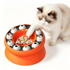QUJOGA Cat Puzzle Feeder, Puzzles Cats Slow Feeder Treat Dispenser for Indoor Cats, Mental Stimulation Slow Feeder Cat Bowl, Reduce Boredom and Anxiety