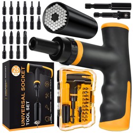 EGIFI Gift for Men Socket Tool Set, Cool Christmas Stocking Stuffers for Men Boyfriend Husband Handyman, Multifunction Adapter to Unscrew Any Bolt, 25 PCS Yellow, Black