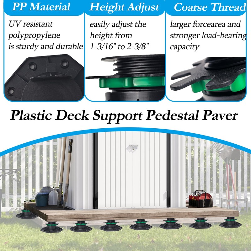 Adjustable Plastic Deck Pedestals, 24 PCS Heavy Duty Deck Blocks