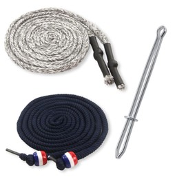 BOROLA 2Pcs 51 Inch Cotton Drawstring Cord Replacement Drawstrings for Sweatpants and Shorts，Universal Drawstring Hoodies，Premium Hoodie String Replacement，with Easy Metal Threader.（Dark Blue+Grey