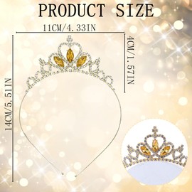 MUNSKT Tiara Crown Headpieces Hair Hoop Tiara Gems Rhinestone Tiara Head Crown Headband for Girls Wedding Prom Party Costume Christmas Gifts (Gold)
