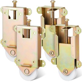 Therwen 4 Pcs 2-5/16 Inch Sliding Mirror Closet Door Roller Wheels Replacement Assembly 1-1/2 Inch Nylon Concaved Ball Bearing Wheels, Sliding Glass Screen Door Hardware Fits