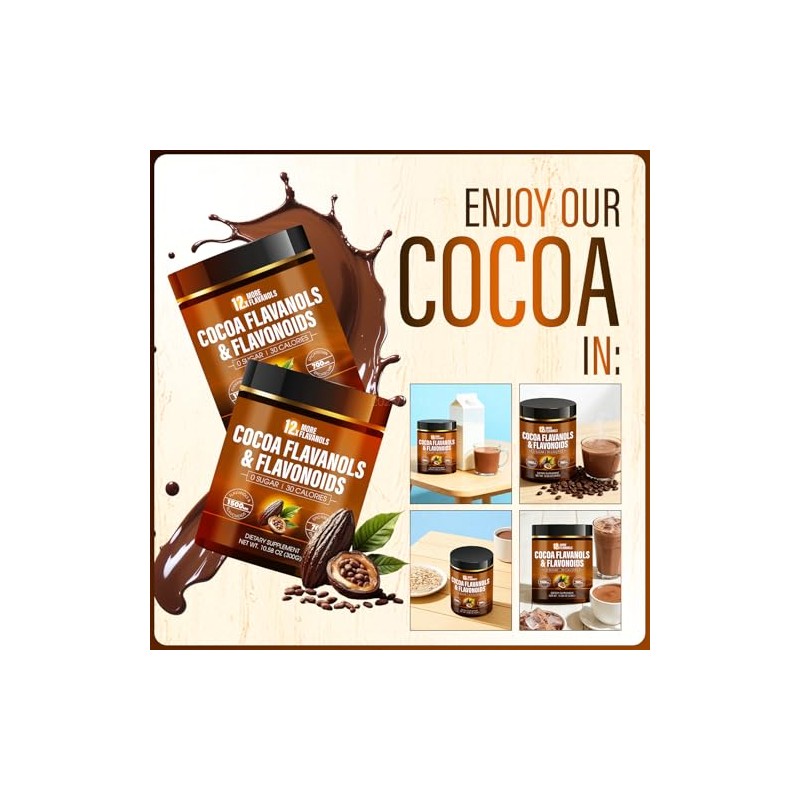 High Flavanol Cocoa Powder – 𝟏𝟓𝟎𝟎𝐦𝐠 Flavanols with 𝟕𝟎𝟎𝐦𝐠 Naturally