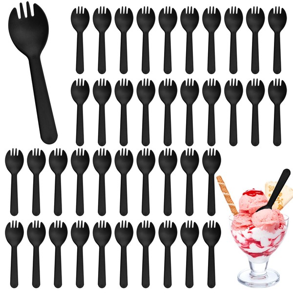 200Pcs Disposable Plastic Spoons Individually Wrapped Utensils 2 in 1