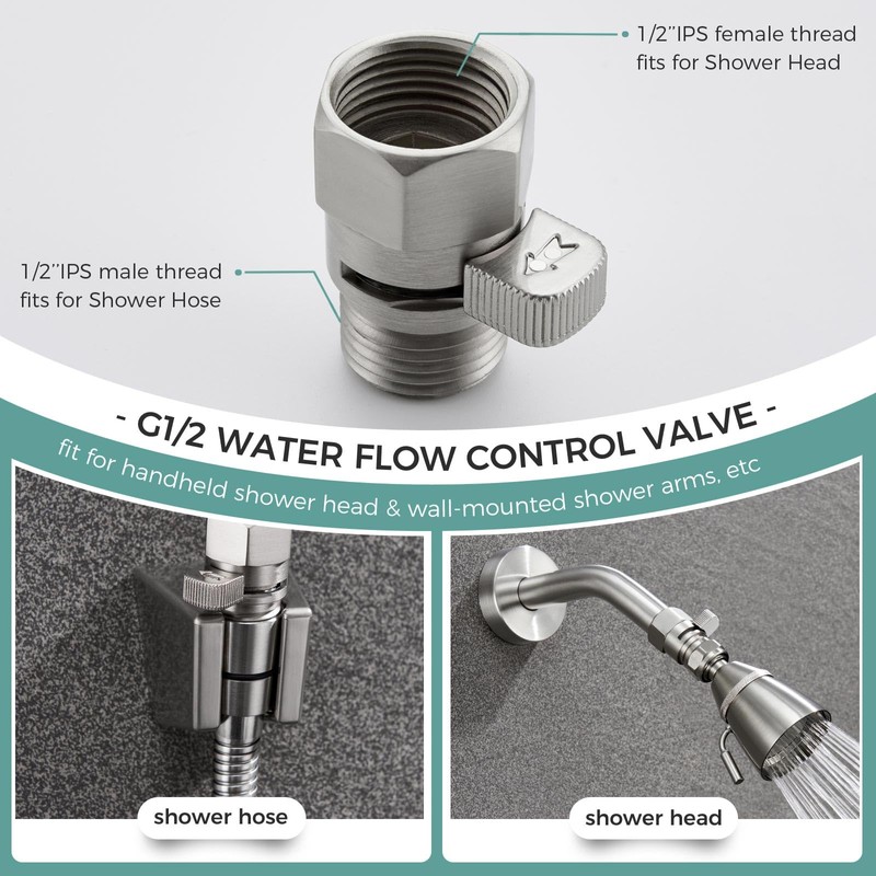 Shower Valve, Aomasi Brass Construction Water Flow Restrictor Universal Handheld