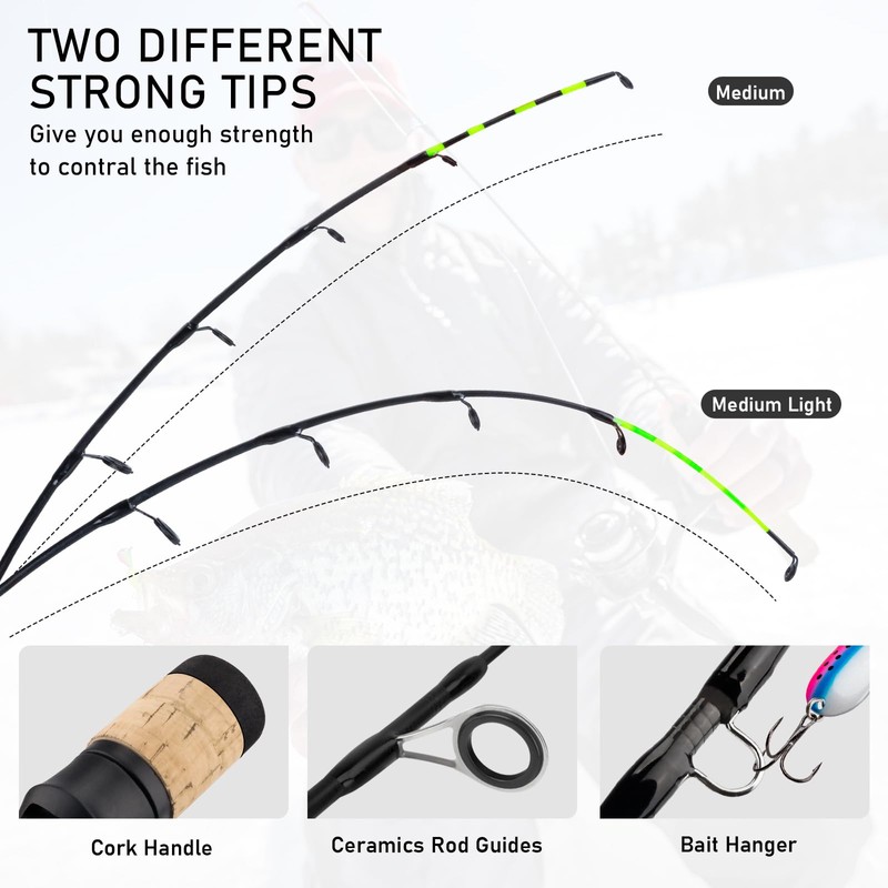 QualyQualy Ice Fishing Rod and Reel Combo 60cm M/ML Inline