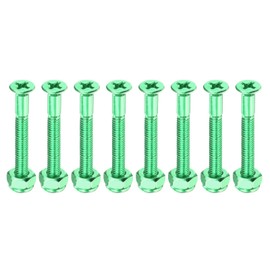 PATIKIL Skateboard Mounting Hardware 1.5", 8pcs Carbon Steel Skateboard Screws Bolts&Nuts Flat Head for Cruiser, Green