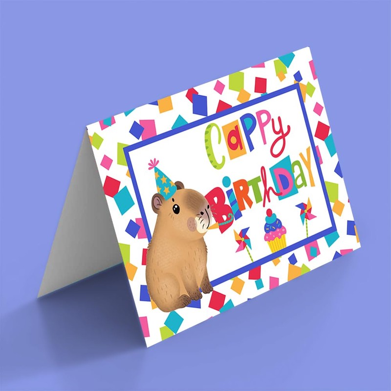 Cappy Birthday Capybara Themed Pun Single (1) All Occasion Blank
