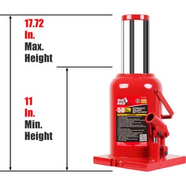 BIG RED 50 Ton (100,000 LBs) Capacity Hydraulic Welded Ultra Duty Bottle Jack, T95007