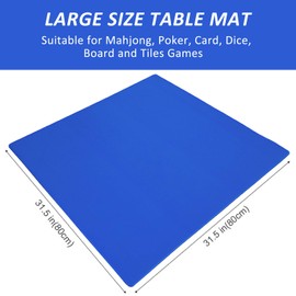 GUSTARIA Large Mahjong Mat with Black Carrying Bag (Blue,31.5 inches), Anti Slip and Noise Reduction Table Cover for Mahjong, Poker, Card Games, Dominoes, Board Games, Slip Resistant Mat