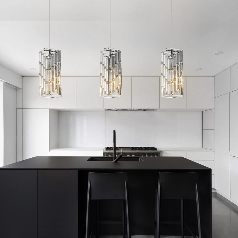 FDPBY Chrome Pendant Lighting Modern Pendant Light, Mini Crystal Chandeliers,Adjustable