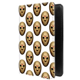 PU Leather Passport Holder Travel Wallet RFID Blocking Card Case Cover With Unique Pattern (Scary Hockey Mask £