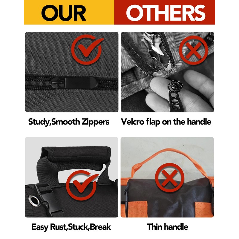 FIREDOG Tool Roll,Rolling Tool Bag with 2 Detachable Pouches, Heavy