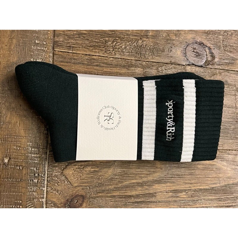 Sporty And Rich Serif Logo Socks Forest/White NEW