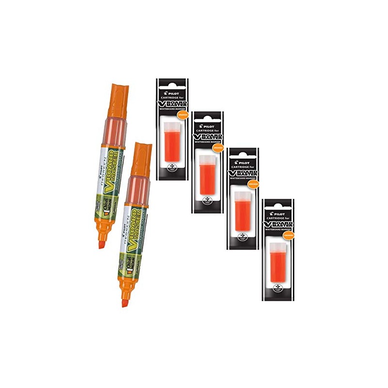 V Board Master Refillable Dry Erase Markers, Pilot, 2 Orange