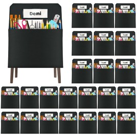 Chair Pockets for Classrooms 24 Pack, 16 x 19 inch Back of Chair Organizer for Kids with Name Slot, Seat Sacks for classroom Chairs Seat Storage (Black, 24Pack)