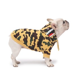Camo Dog Hoodie Dog Clothes Extra Warm Fleece Lining Stretchy Fit for Small Medium Large Dogs ((Yellow, X-Large))